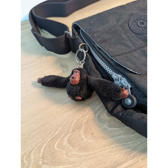 Kipling Lancelot Nylon Crossbody Bag Multi Pockes Black w/monkey - Picture 3 of 9